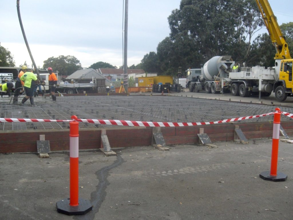 Shed slab concrete pour